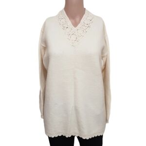 Womens V Neck Angora Wool Sweater